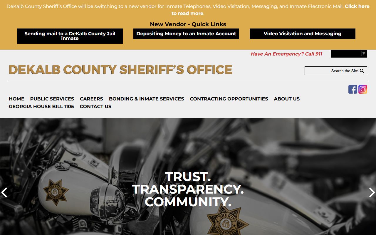 DeKalb County Sheriff homepage bench warrants