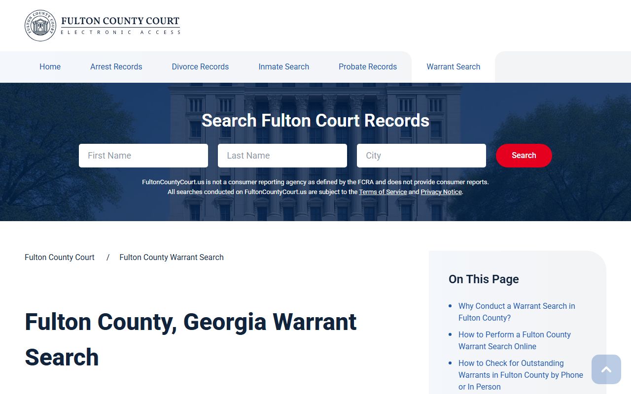 Fulton County warrant search info bench warrants