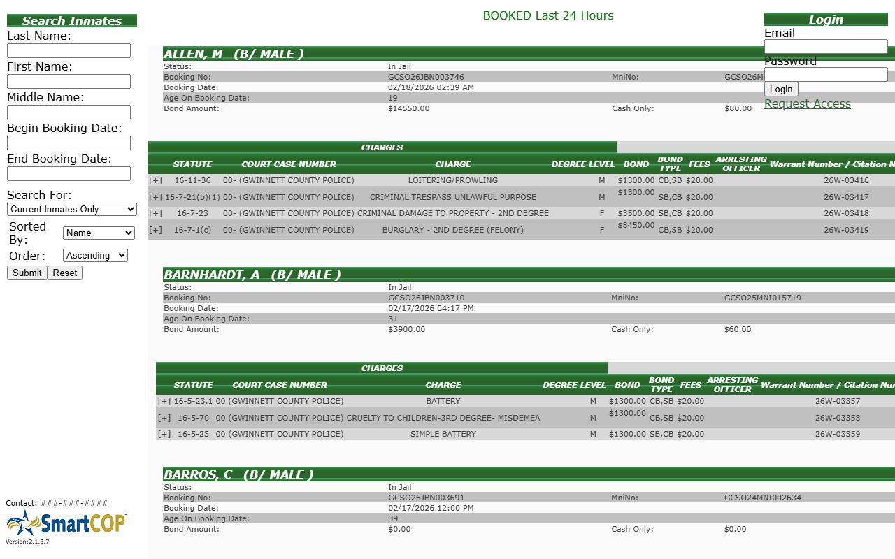Gwinnett County Sheriff online inmate search for bench warrants