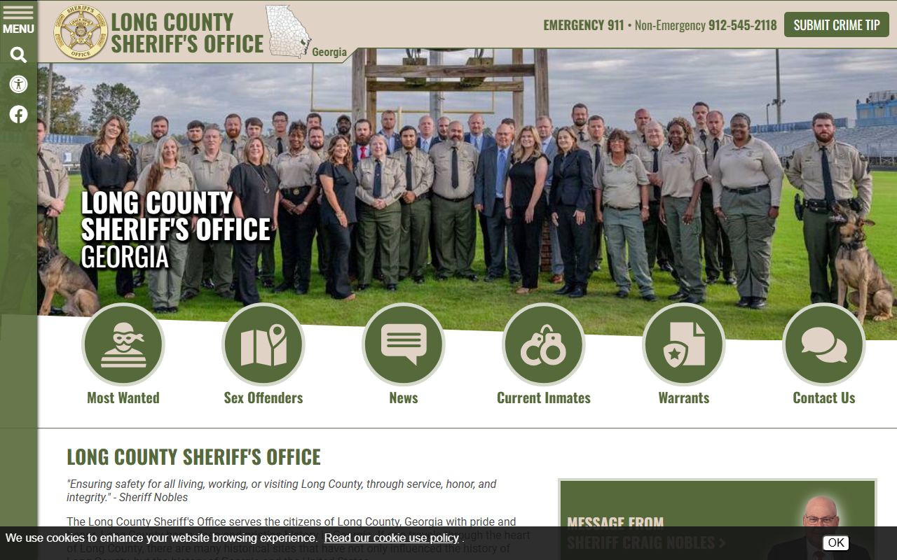Long County Sheriff homepage for bench warrant information