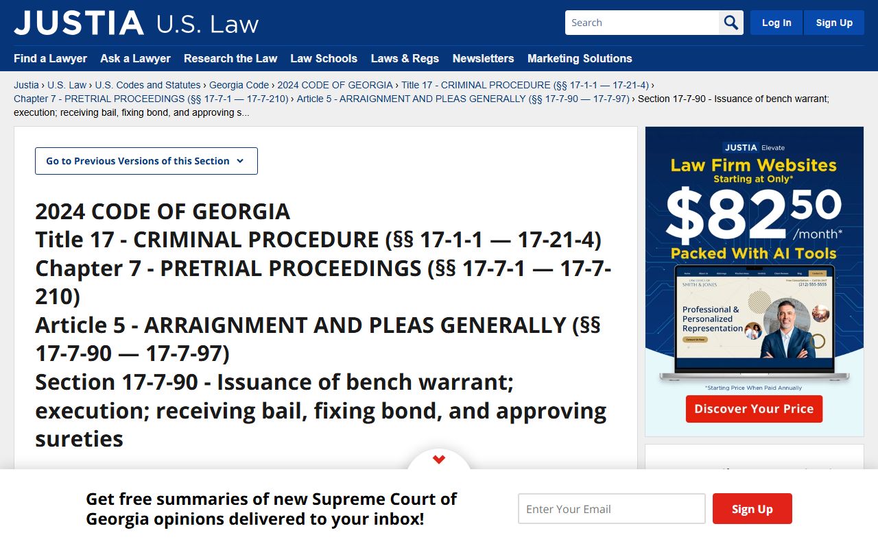 Georgia bench warrant statute O.C.G.A. 17-7-90 text